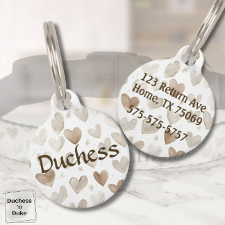 Aquarell-Herzmuster-Hundegarnitur Haustiermarke