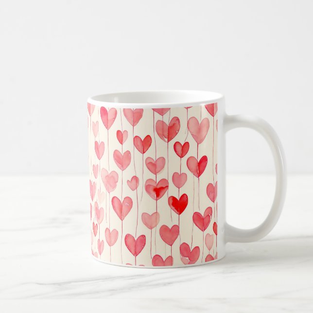 Aquarell-Herzmuster  Kaffeetasse (Rechts)