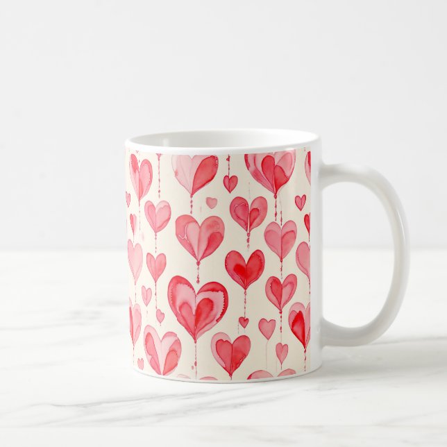 Aquarell-Herzmuster-Kollektion Kaffeetasse (Rechts)