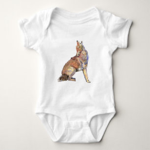 Aquarell-Heulenkojote, Tier, Natur-wild lebende Baby Strampler