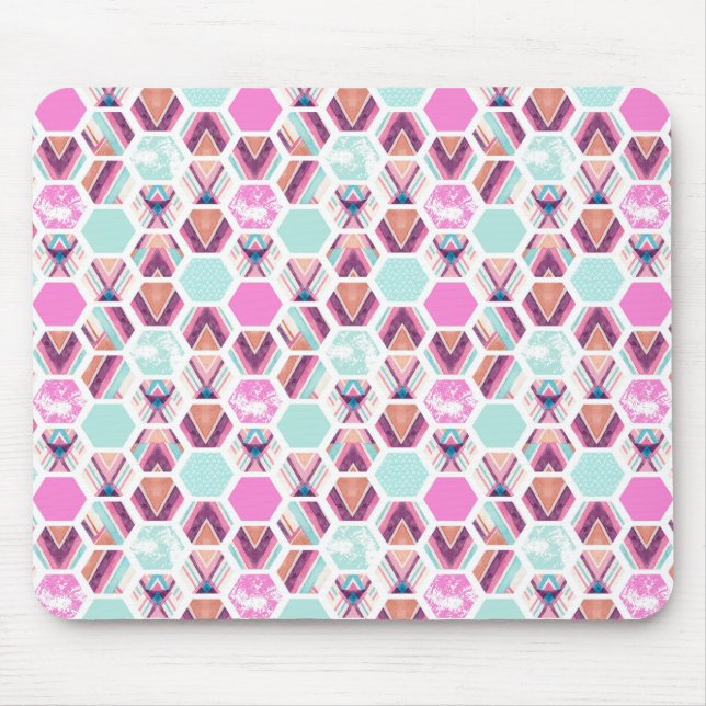Aquarell-Hexagon-Muster Mousepad (Vorne)