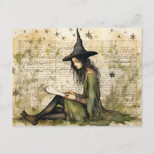 Aquarell-Hexen-Vintage-Papiere Postkarte