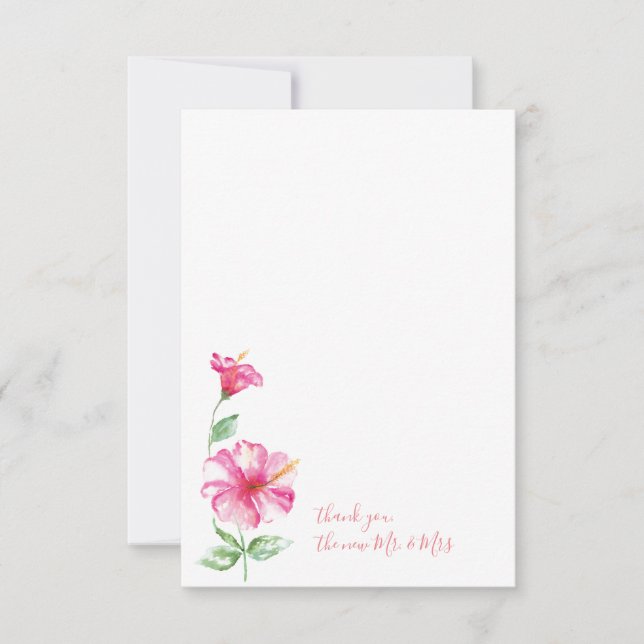 Aquarell Hibisken Danke Stationery Mitteilungskarte (Vorderseite)