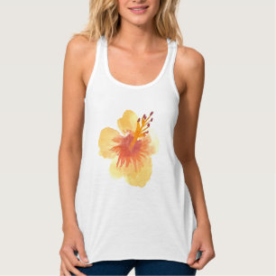 Aquarell Hibiskus Gelb Orange Tropisch Floral Tank Top