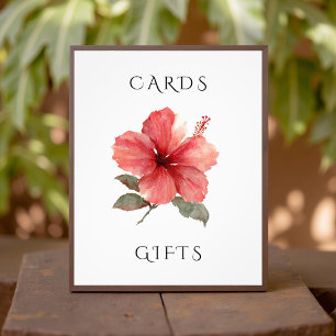 Aquarell-Hibiskus-Hochzeitskarten & Geschenke-Schi Fotodruck