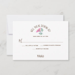 Aquarell-Hibiskus-Maui-Hochzeit RSVP Karte