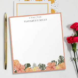 Aquarell Hibiskusblüten und Monstera deliciosa Notizblock