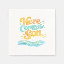 Aquarell-Hier kommt der Sohn-Baby-Shower-Serviette