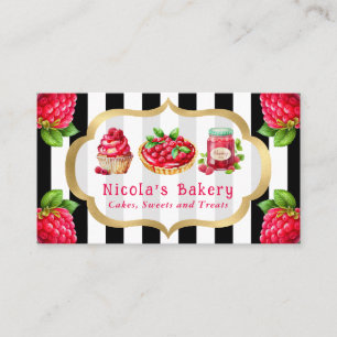 Aquarell-Himbeertorten und Marmeladen-Bäckerei Visitenkarte