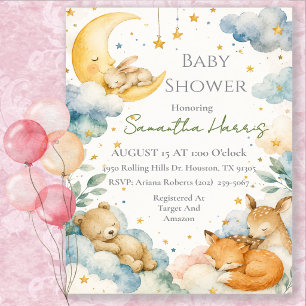 Aquarell-Himmel-Mond-Baby-Party Einladung