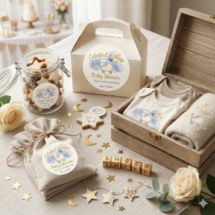 Aquarell Himmelsschafe & Luftballons Babyparty Runder Aufkleber