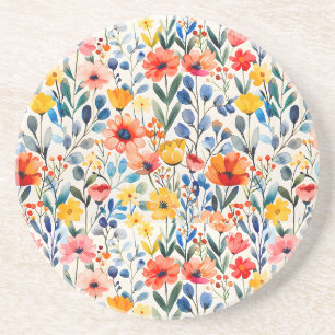 Aquarell-Hintergrund mit Frühlingswildblumen-99034 Getränkeuntersetzer