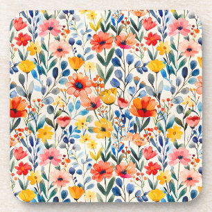 Aquarell-Hintergrund mit Frühlingswildblumen-99034 Getränkeuntersetzer
