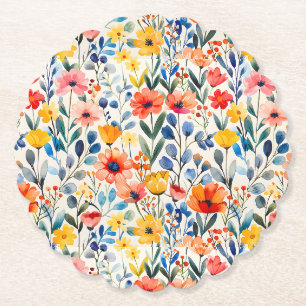 Aquarell-Hintergrund mit Frühlingswildblumen-99034 Untersetzer