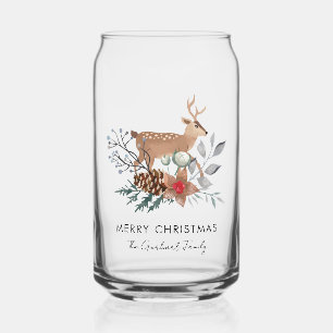 Aquarell-Hirsch-Botanik-Weihnachten-Festtags-Perso Dosenglas