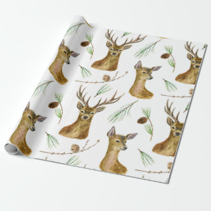 Aquarell-Hirsch-Weihnachtsmuster Geschenkpapier