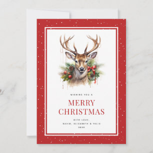Aquarell Hirsch Winterlich Frohe Weihnachten