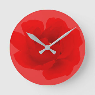 Aquarell-hochrotes Rot-mit Blumenpfingstrose Runde Wanduhr