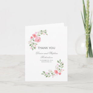 Aquarell-Hochzeit-Dankeskarten mit Blumenmotiv Dankeskarte