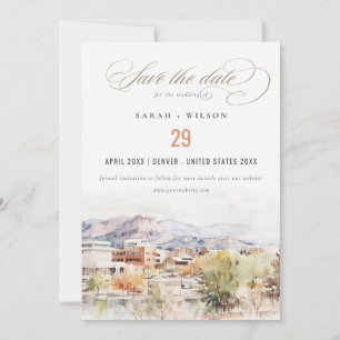 Aquarell-Hochzeit in Colorado Springs, Colorado Save The Date