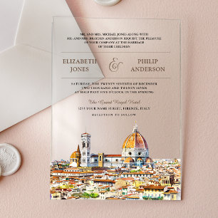 Aquarell-Hochzeit in Florenz Italien Acryleinladungen