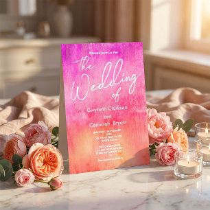 Aquarell-Hochzeit in Hot Pink und Orange Einladung
