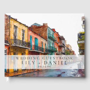 Aquarell-Hochzeit in New Orleans Gästebuch