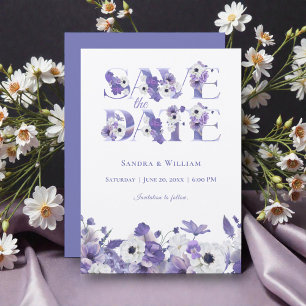 Aquarell-Hochzeit Veilchen-Blumen Save-the-Date Einladung