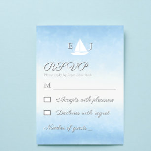 Aquarell-Hochzeit Wasser trifft Himmel RSVP Karte