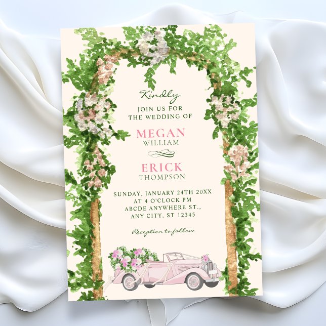 Aquarell Hochzeitsauto Einladung (Von Creator hochgeladen)