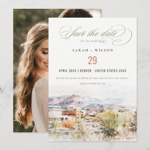 Aquarell-Hochzeitsfoto Colorado Springs Colorado Save The Date