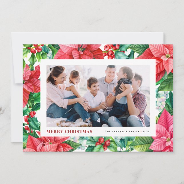 Aquarell Holand Poinsettia Foto Weihnachten (Vorderseite)