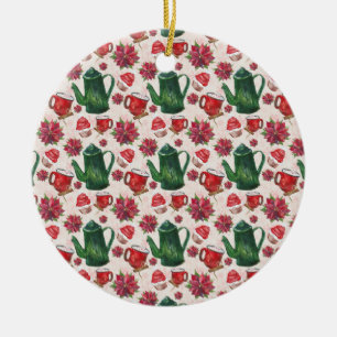 Aquarell Holiday Tee Party Keramik Ornament