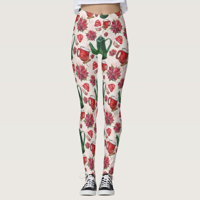 Aquarell Holiday Tee Party Leggings (Vorderseite)