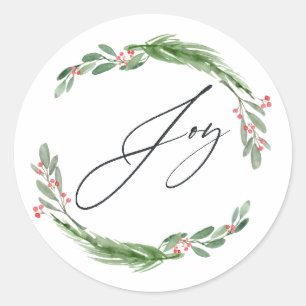 Aquarell Holly Jolly Weihnachten Runder Aufkleber