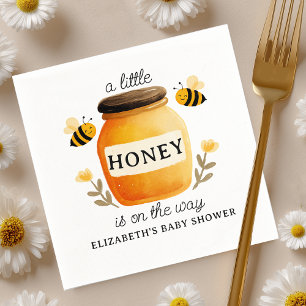 Aquarell-Honig & Bienen-Baby-Party Serviette