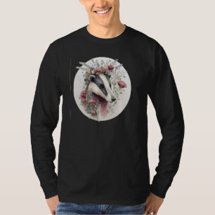 Aquarell-Honigdachs-Blumenkrone Süßes Tier T-Shirt