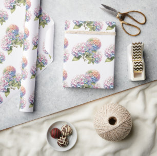 Aquarell-Hortensien-Blumenmuster-Geschenkpapier Geschenkpapier
