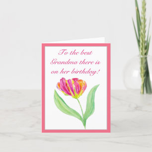 Aquarell-Hot-Pink-Tulpen-Geburtstagskarte für Oma Dankeskarte