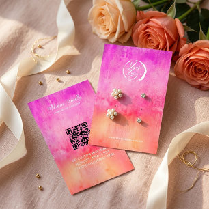 Aquarell-Hot-Pink- und Orange-Ohrringe Display Visitenkarte