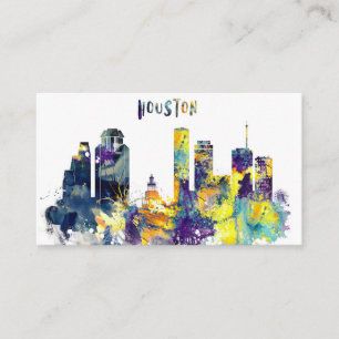 Aquarell-Houston-Skyline Visitenkarte