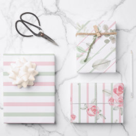 Aquarell Hübsch Blütendarm Geschenkpapier Set