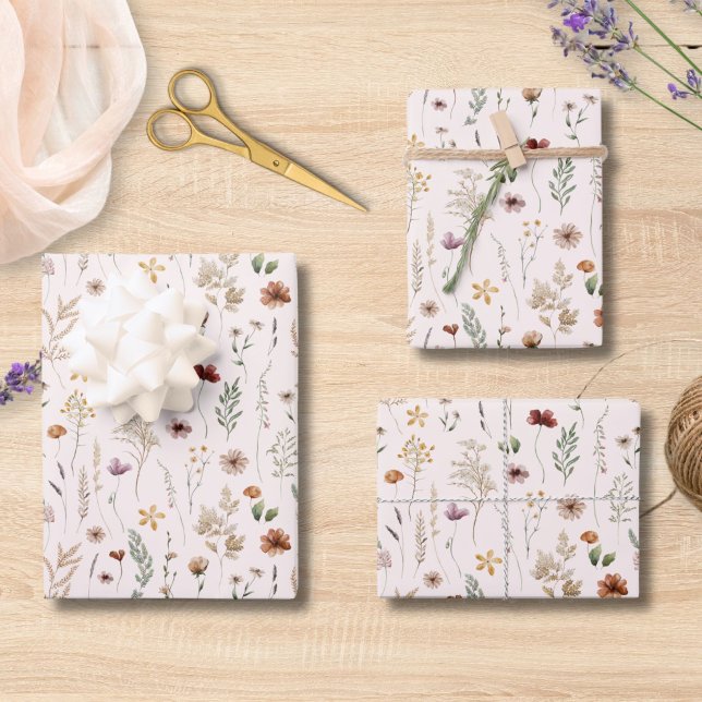 Aquarell Hübsche Wildblumen Blumenmuster  Geschenkpapier Set (Von Creator hochgeladen)