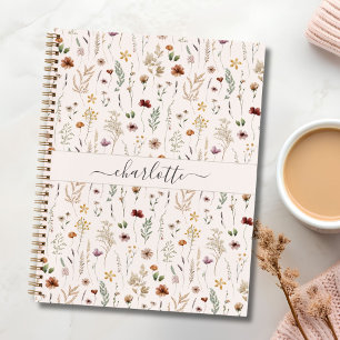 Aquarell Hübsche Wildblumen Blumenmuster Notizbuch