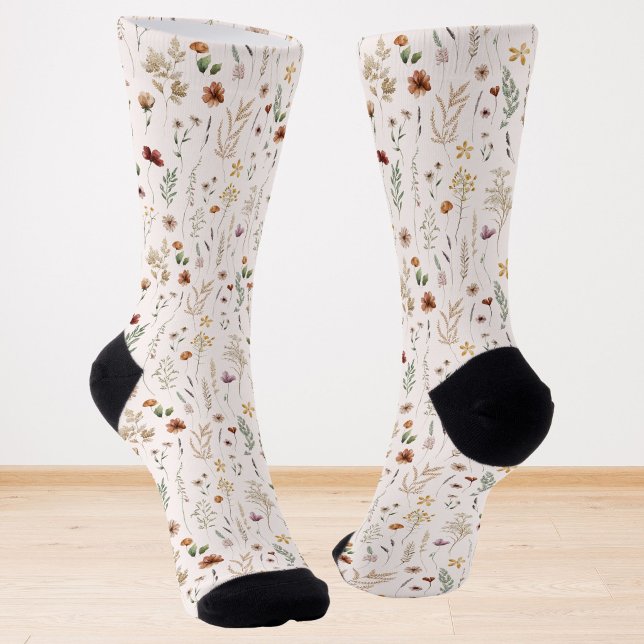 Aquarell Hübsche Wildblumen Blumenmuster  Socken (Von Creator hochgeladen)