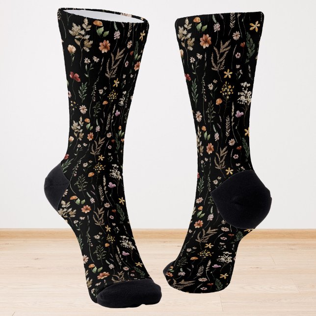 Aquarell Hübsche Wildblumen Blumenmuster  Socken (Von Creator hochgeladen)