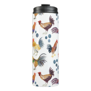 Aquarell-Huhn-Eierbarnyard-Hennen Thermosbecher