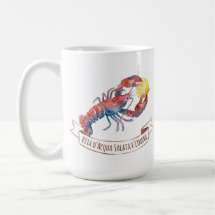 Aquarell-Hummer und italienische Zitrone Kaffeetasse