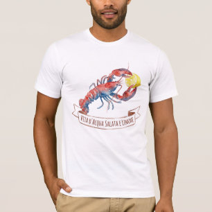 Aquarell-Hummer und Zitrone Italienisch T-Shirt
