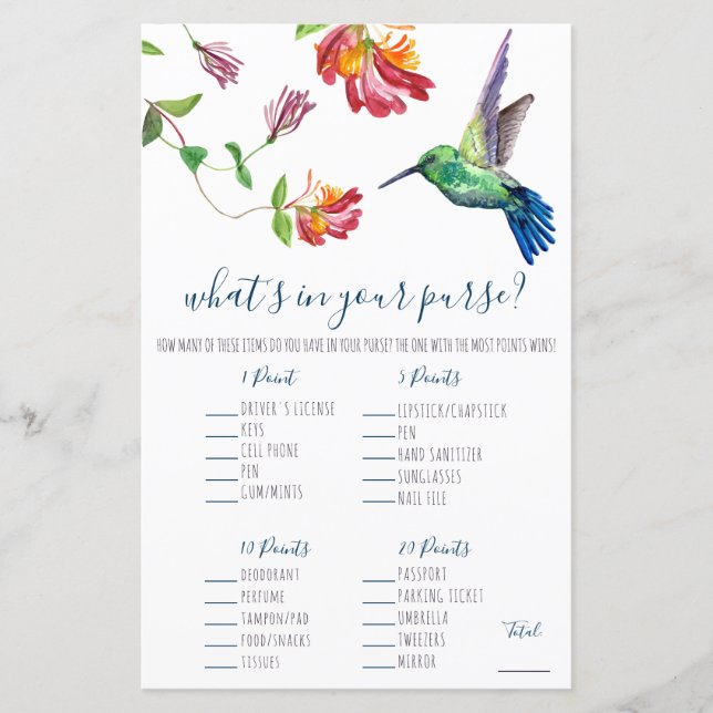 Aquarell Humminbird Was ist in Ihrer Geldbörse? Sp (Vorderseite)